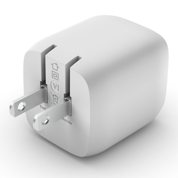 White power adapter on a white background