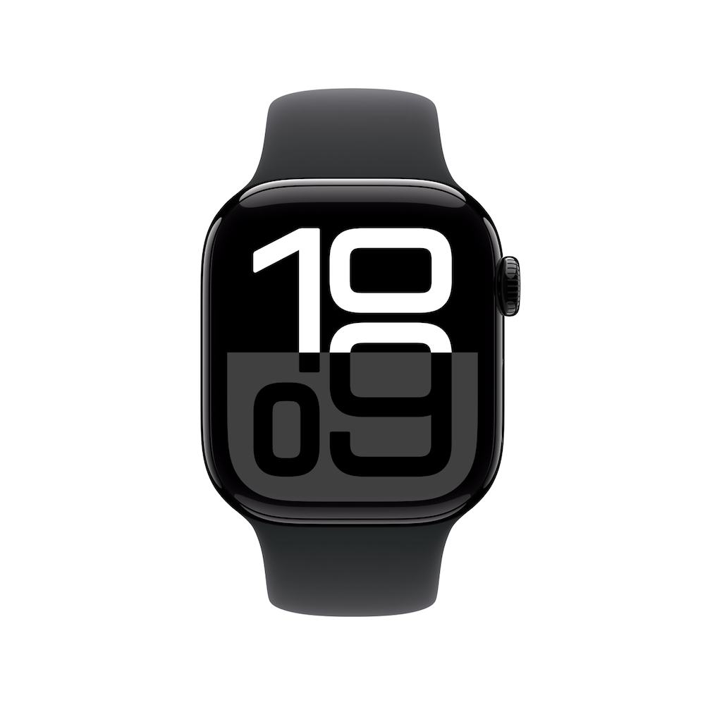 Apple Watch Series 10 42mm Jet Black Aluminium Case with Black Sport Band