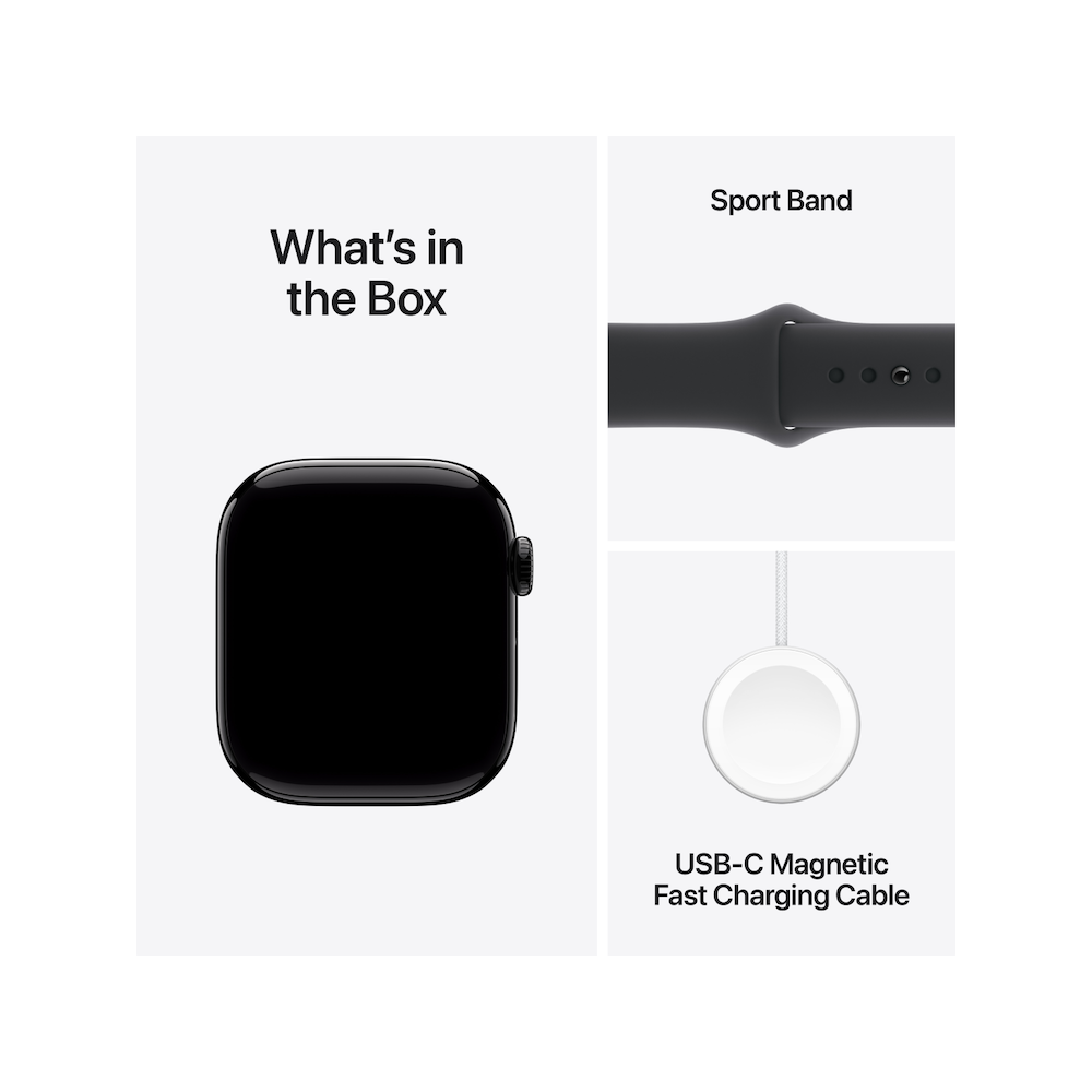 Apple Watch Series 10 42mm Jet Black Aluminium Case with Black Sport Band
