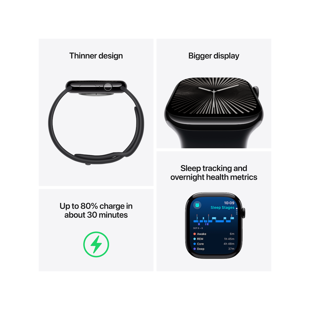 Apple Watch Series 10 42mm Jet Black Aluminium Case with Ink Sport Loop