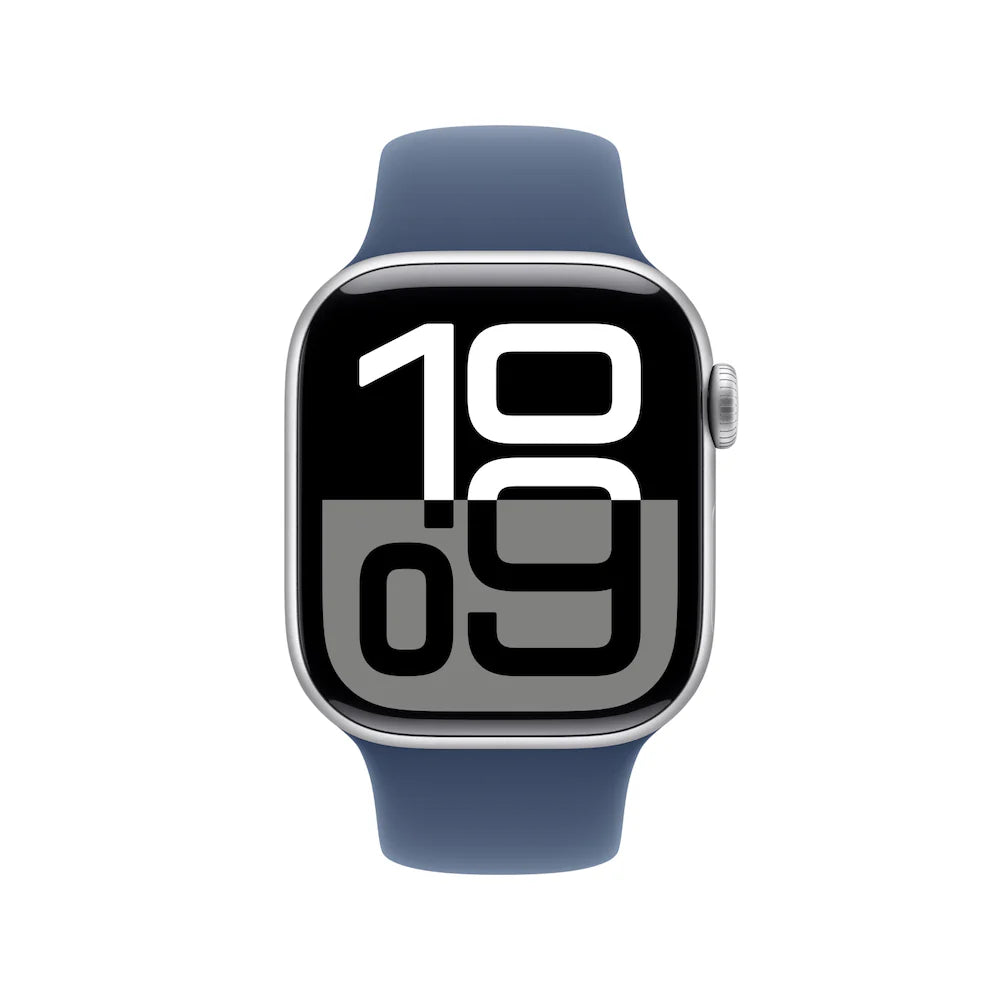 Apple Watch Series 10 46mm Silver Aluminium Case with Denim Sport Band