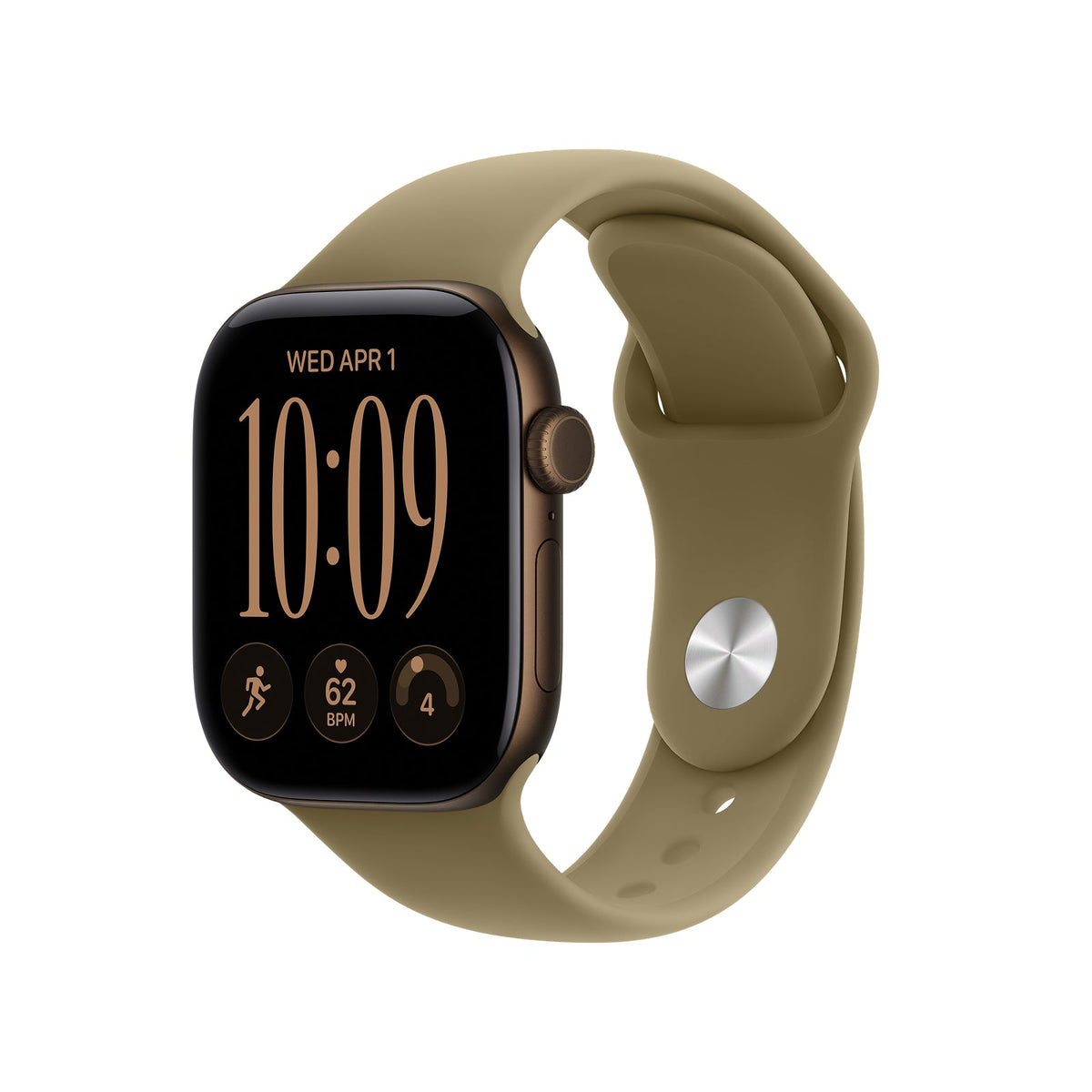 Apple Watch Series 12 GPS 46mm Dark Bronze Aluminium Case with Olive Sport Band - S/M