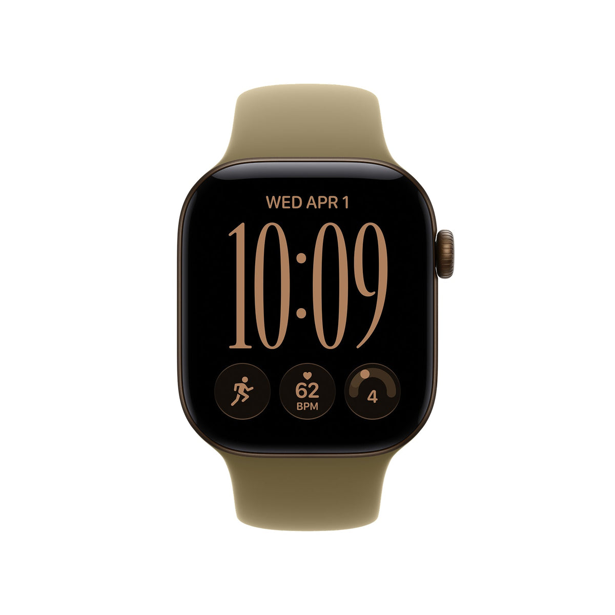 Apple Watch Series 12 GPS 46mm Dark Bronze Aluminium Case with Olive Sport Band - S/M