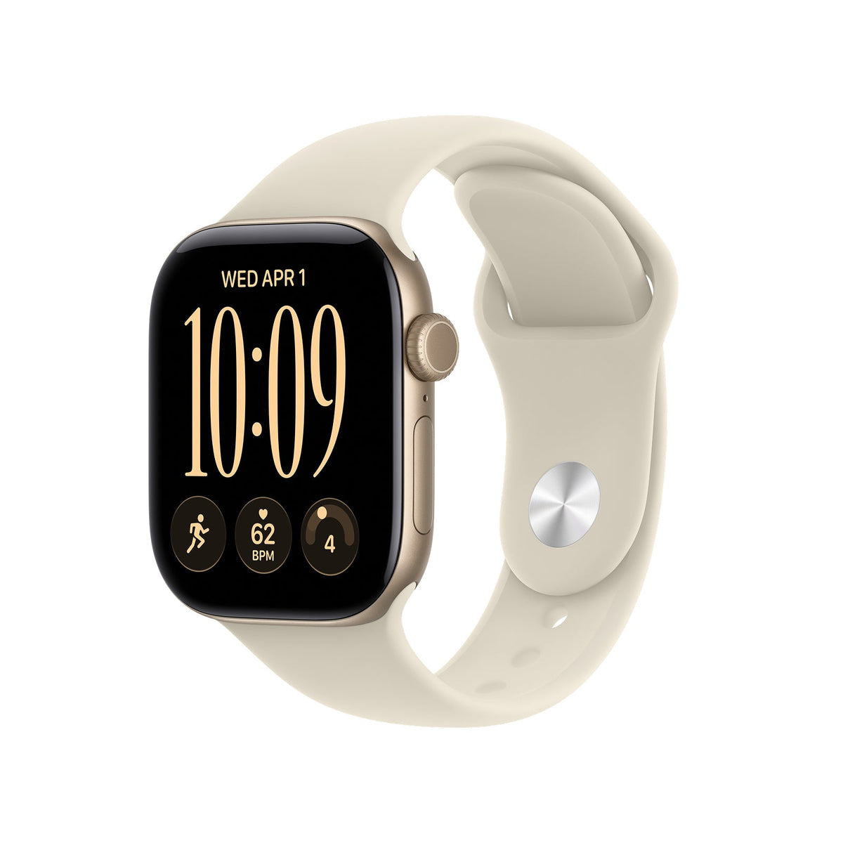 Apple Watch Series 12 GPS 46mm Light Gold Aluminium Case with Sand Sport Band - S/M