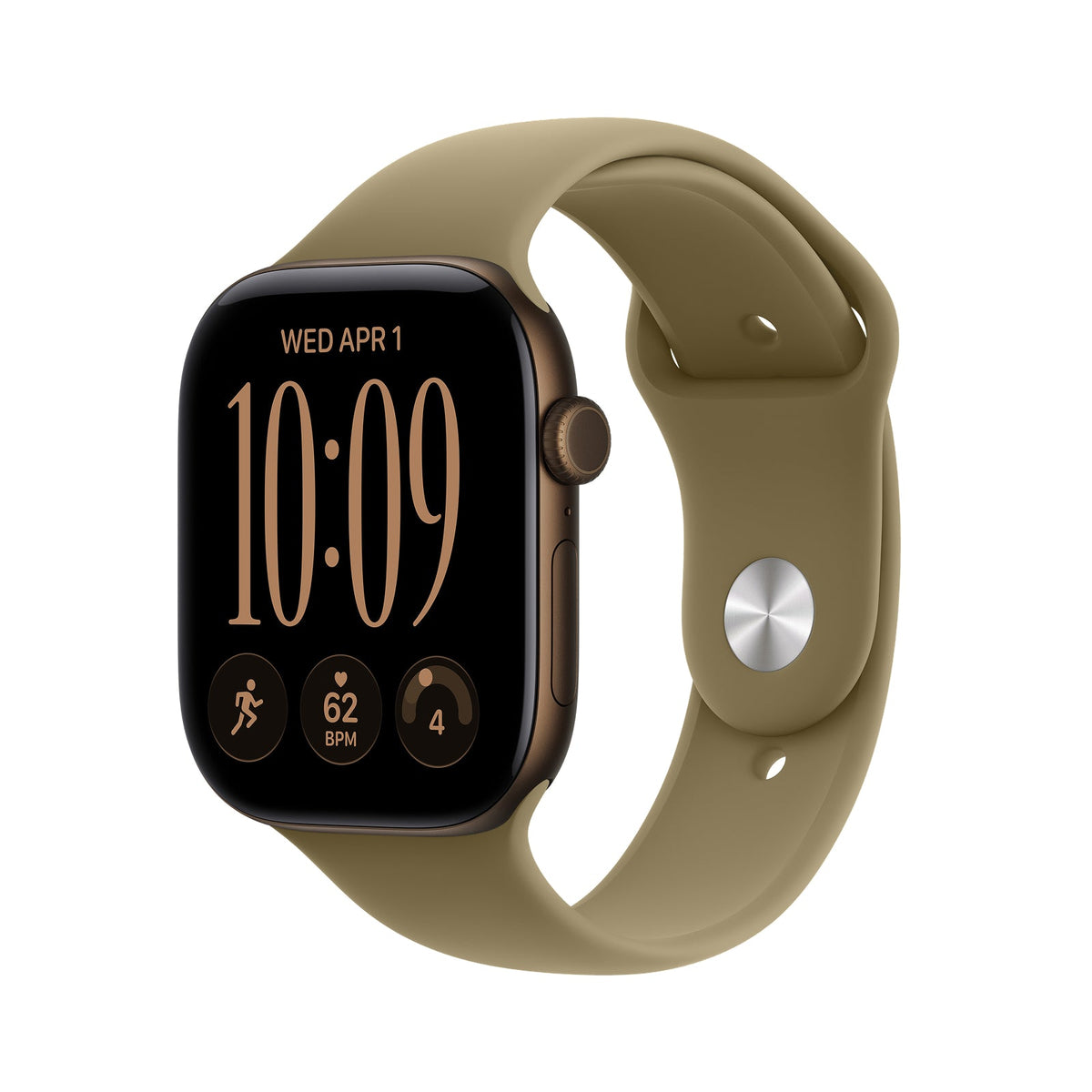Apple Watch Series 12 GPS 42mm Dark Bronze Aluminium Case with Olive Sport Band - S/M