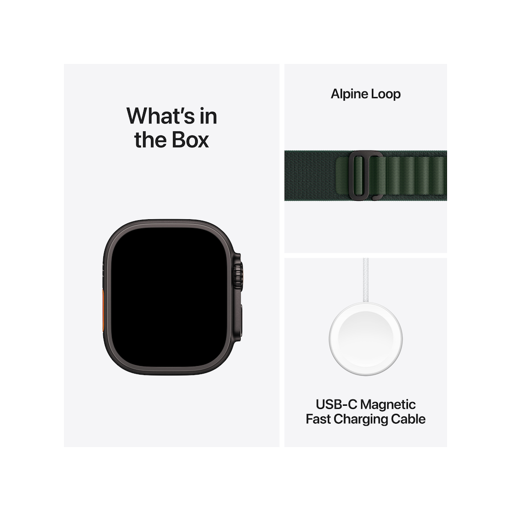 Apple Watch Ultra 2 Black Titanium Case With Dark Green Alpine Loop