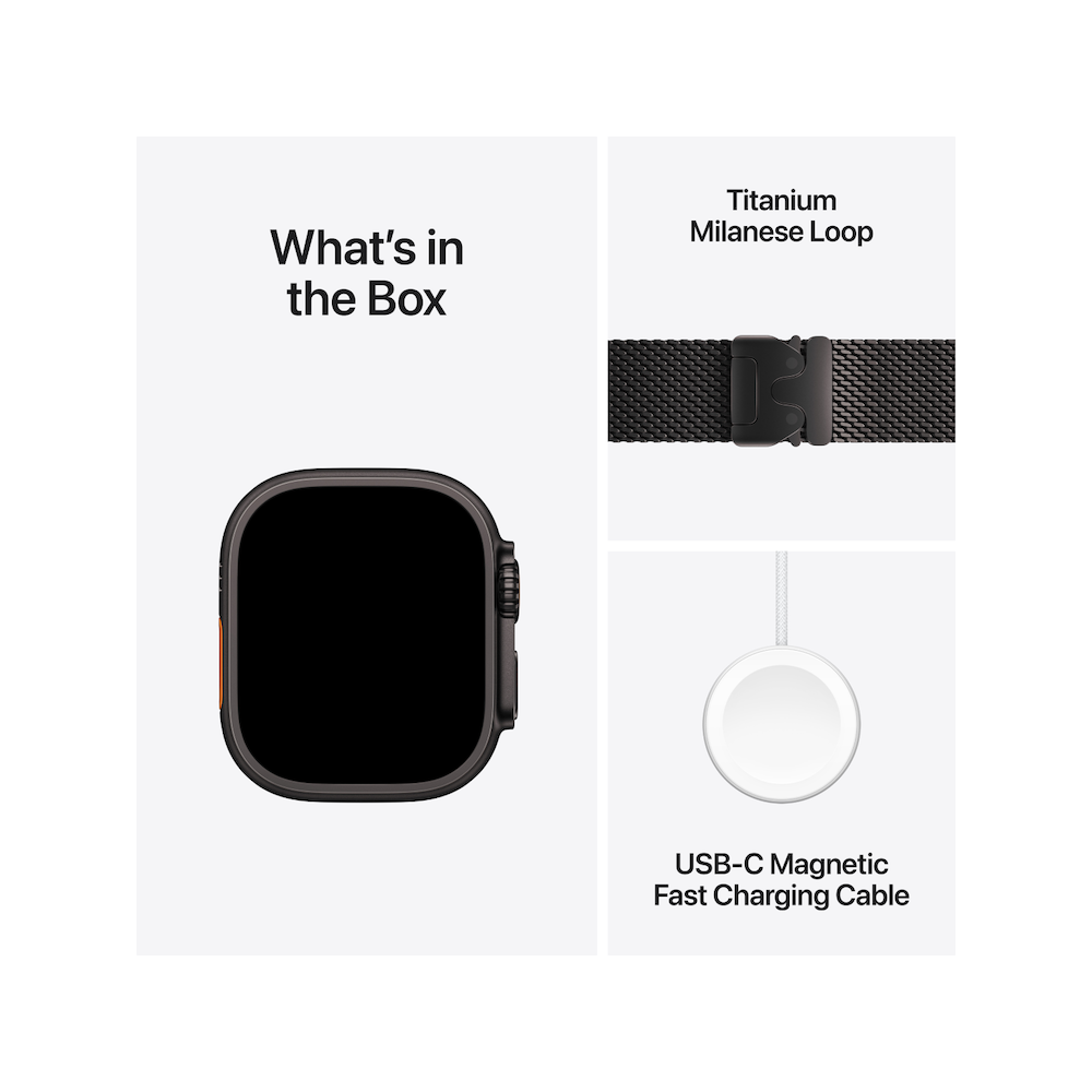Apple Watch Ultra 2 Black Titanium Case with Black Milanese Loop