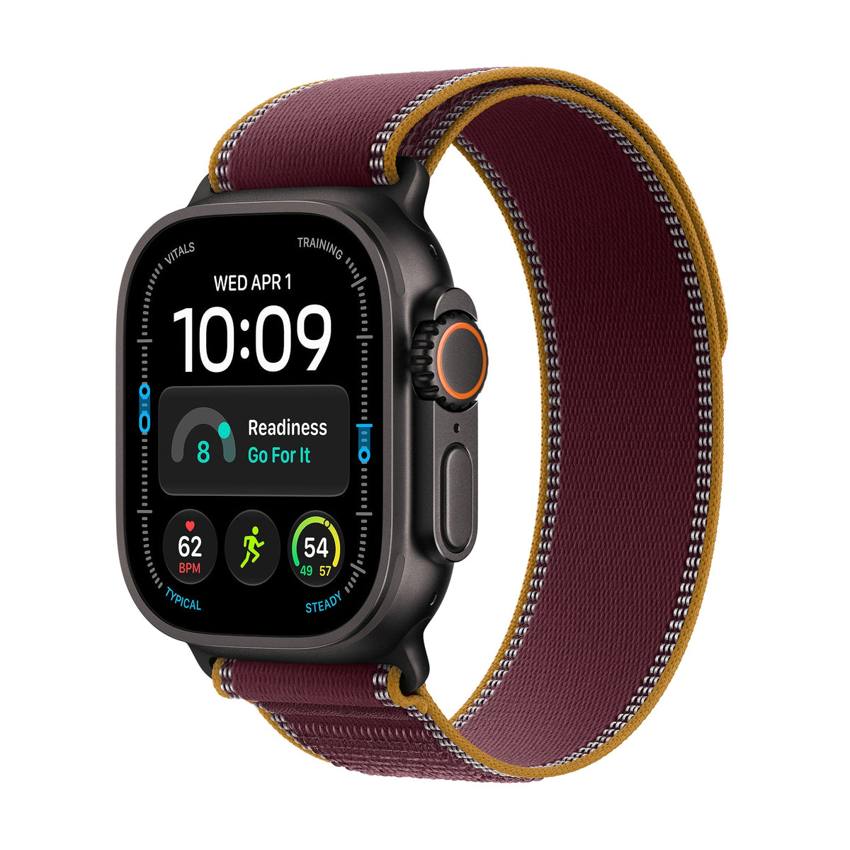 Apple Watch Ultra 4 GPS + Cellular 49mm Black Titanium Case with Burgundy Alpine Loop - S