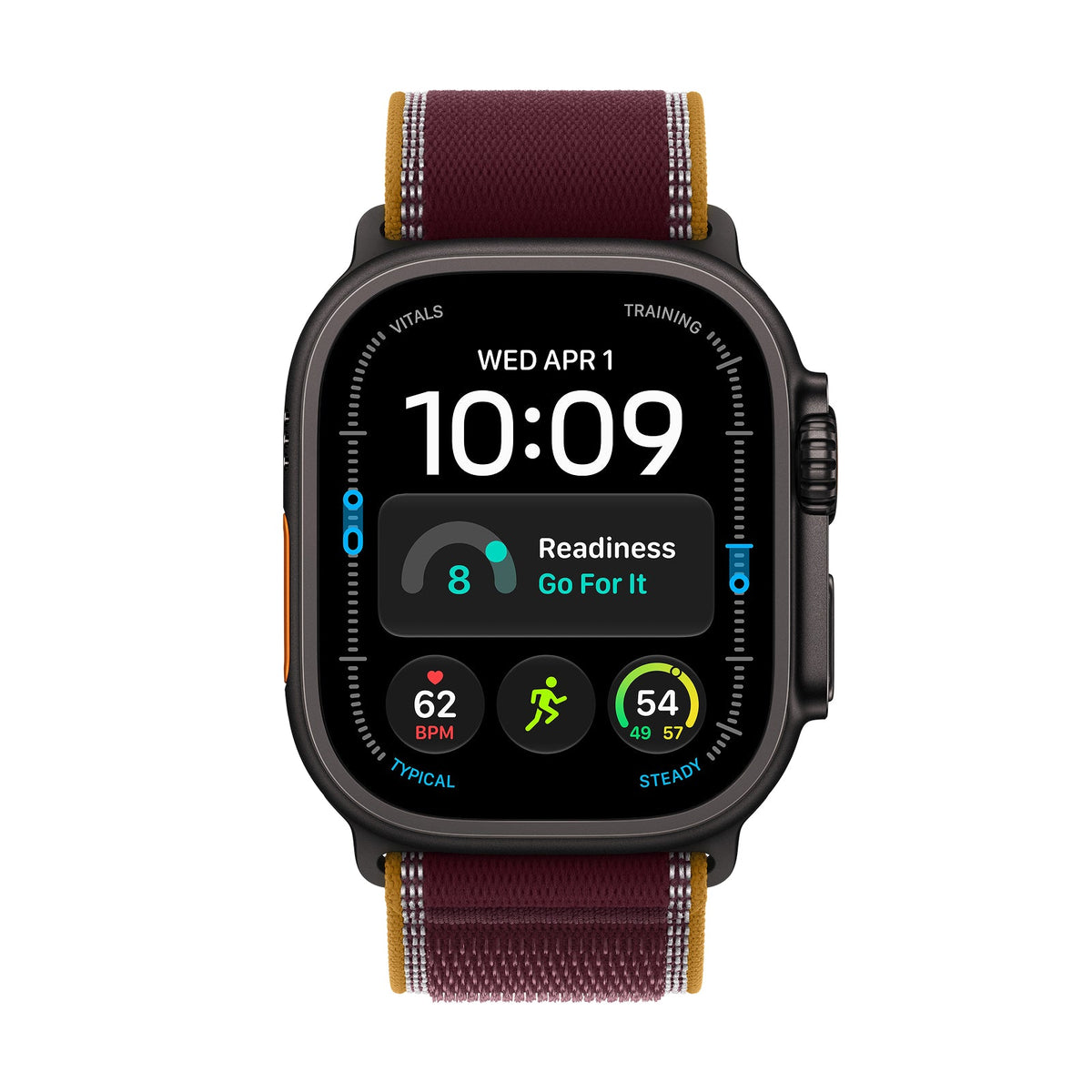Apple Watch Ultra 4 GPS + Cellular 49mm Black Titanium Case with Burgundy Trail Loop - M/L