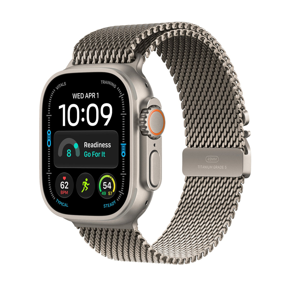 Apple Watch Ultra 4 GPS + Cellular 49mm Natural Titanium Case with Natural Titanium Milanese Loop - M