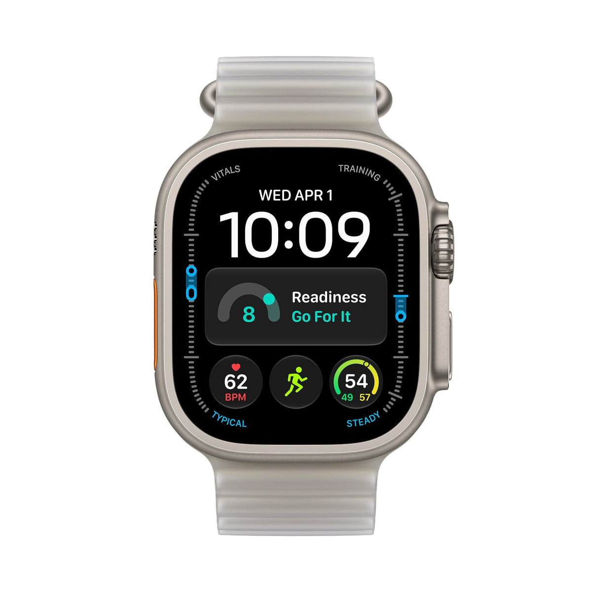 Apple Watch Ultra 4 GPS + Cellular 49mm Natural Titanium Case with Translucent Grey Ocean Band