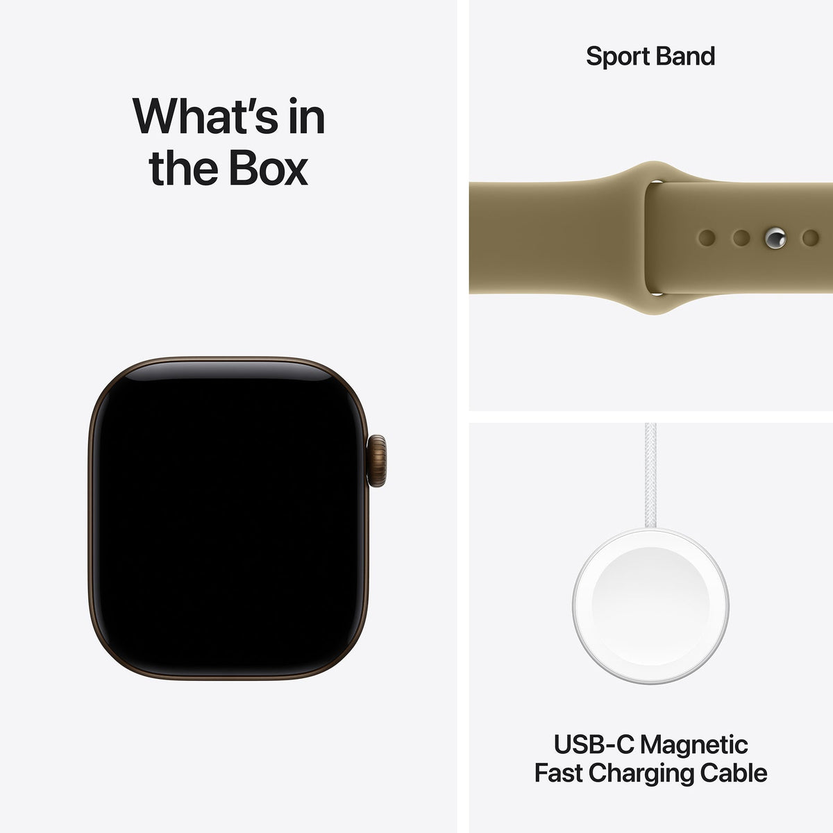Apple Watch Series 12 GPS 46mm Dark Bronze Aluminium Case with Olive Sport Band - M/L