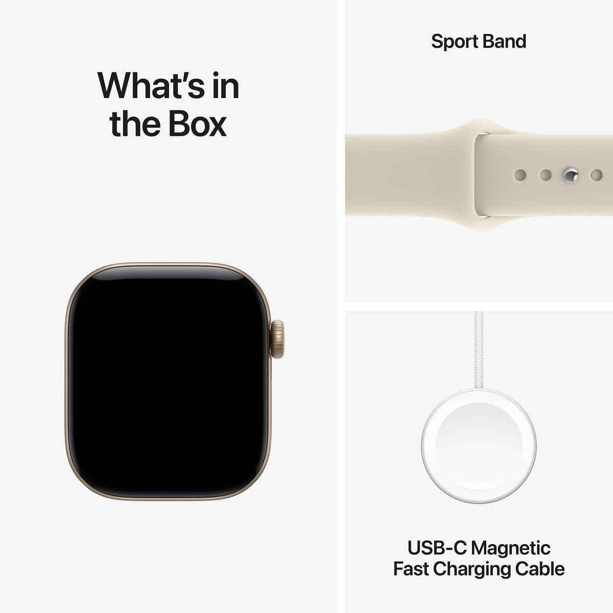 Apple Watch Series 12 GPS 46mm Light Gold Aluminium Case with Sand Sport Band - S/M