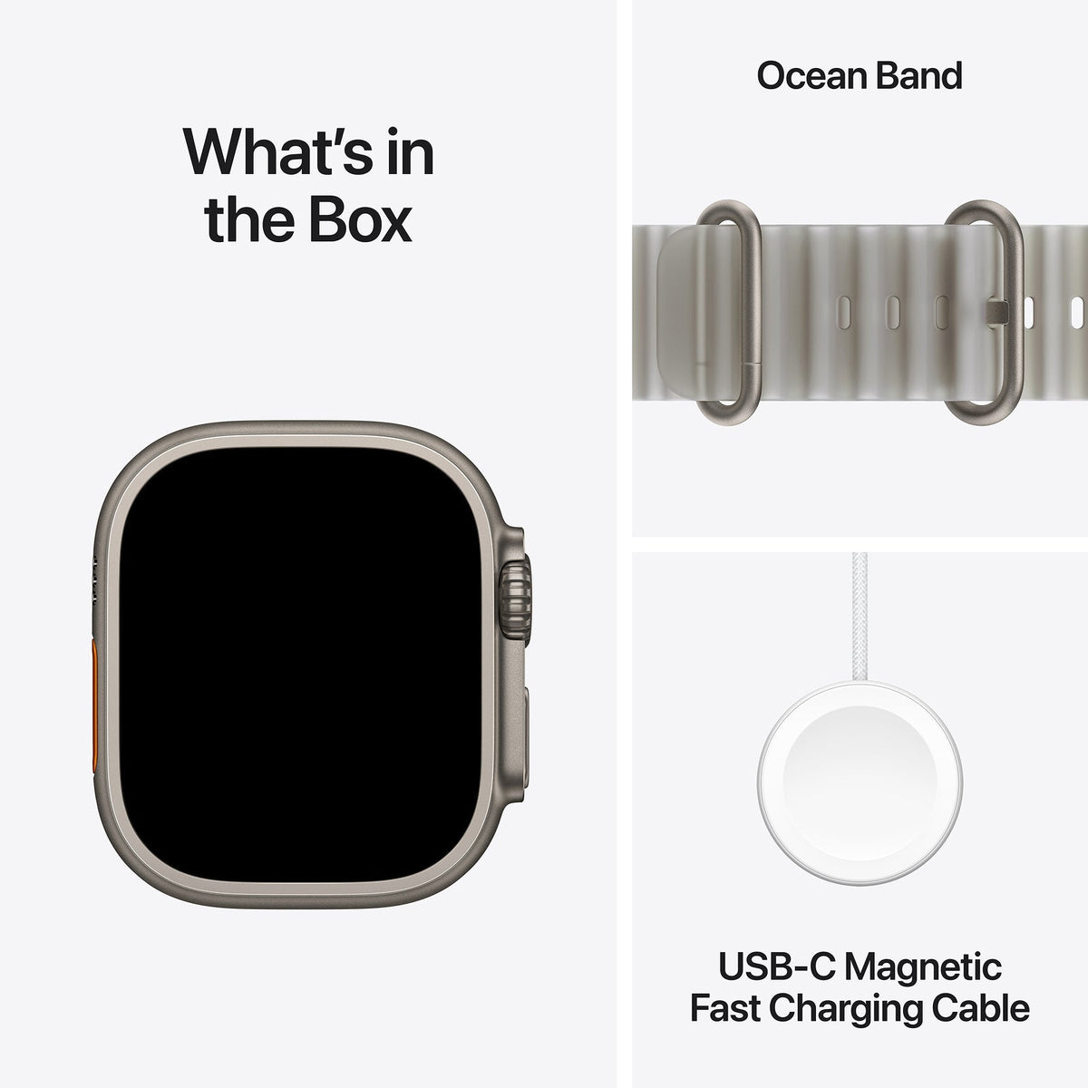Apple Watch Ultra 4 GPS + Cellular 49mm Natural Titanium Case with Translucent Grey Ocean Band