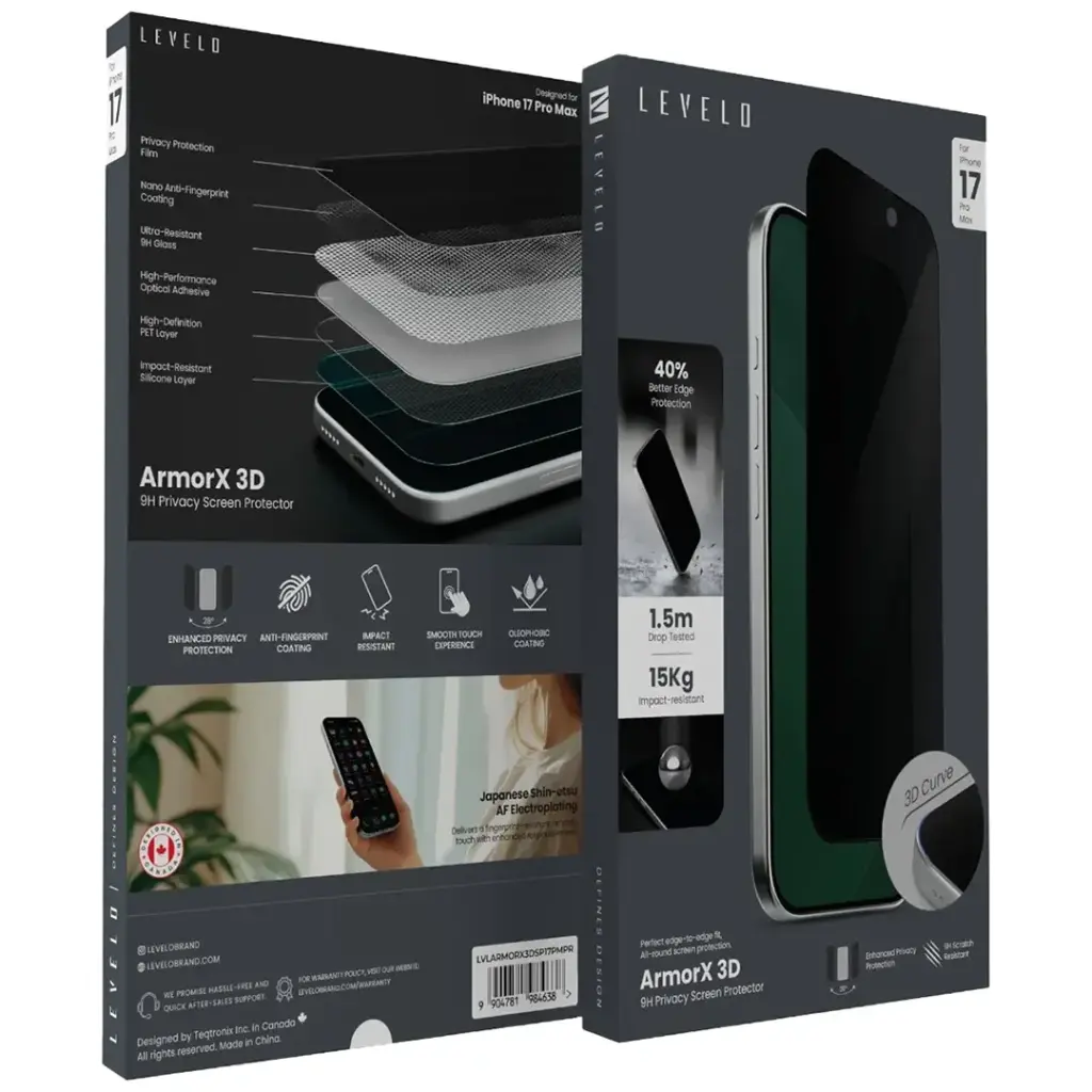 Levelo ArmorX 3D 9H Screen Protector  iPhone 17 Pro Max