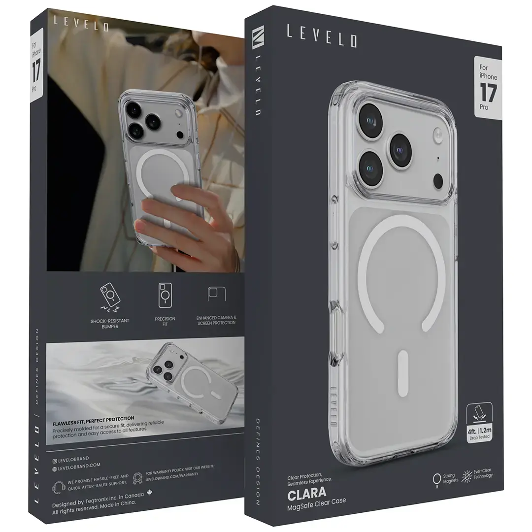 Levelo Clara MagSafe Clear Case for iPhone 17 Pro Max Transparent