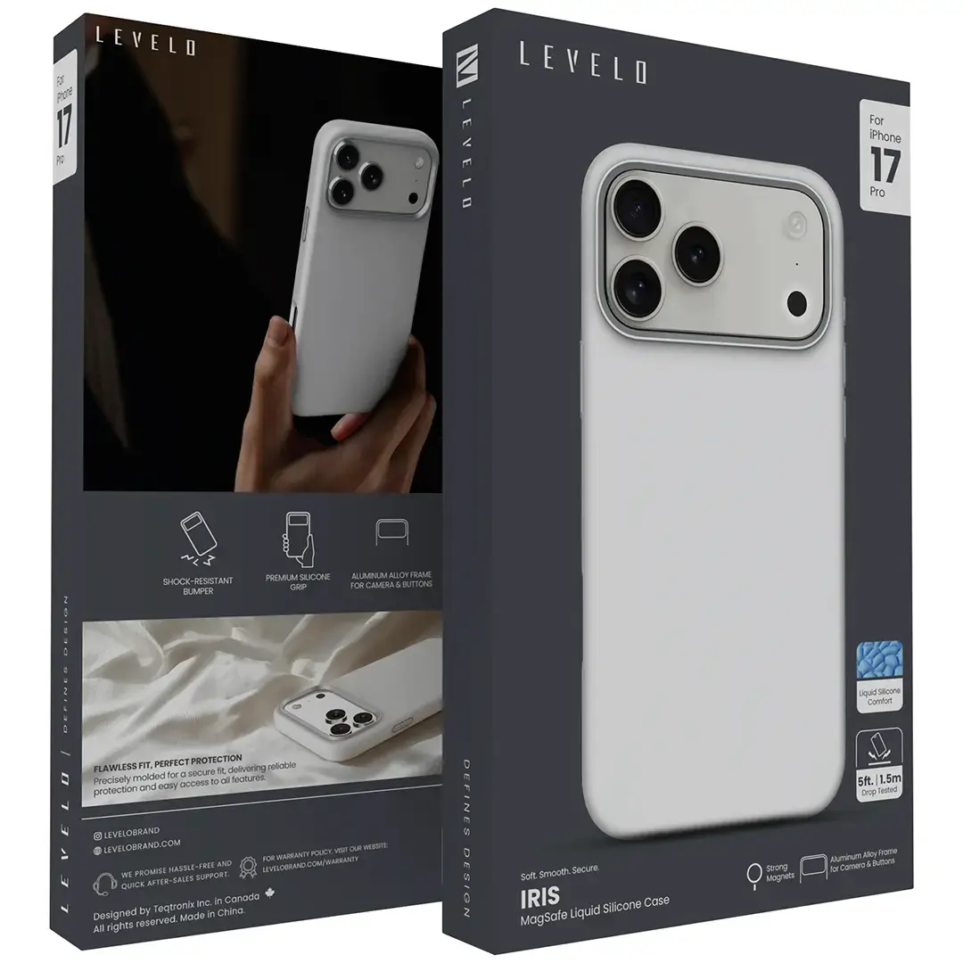 Levelo Iris Magsafe Liquid Silicone Case for 17 Pro Silver