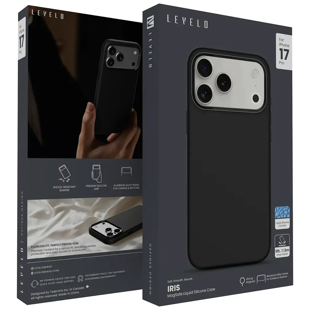 Levelo Iris Magsafe Liquid Silicone Case for 17 Pro Max Black