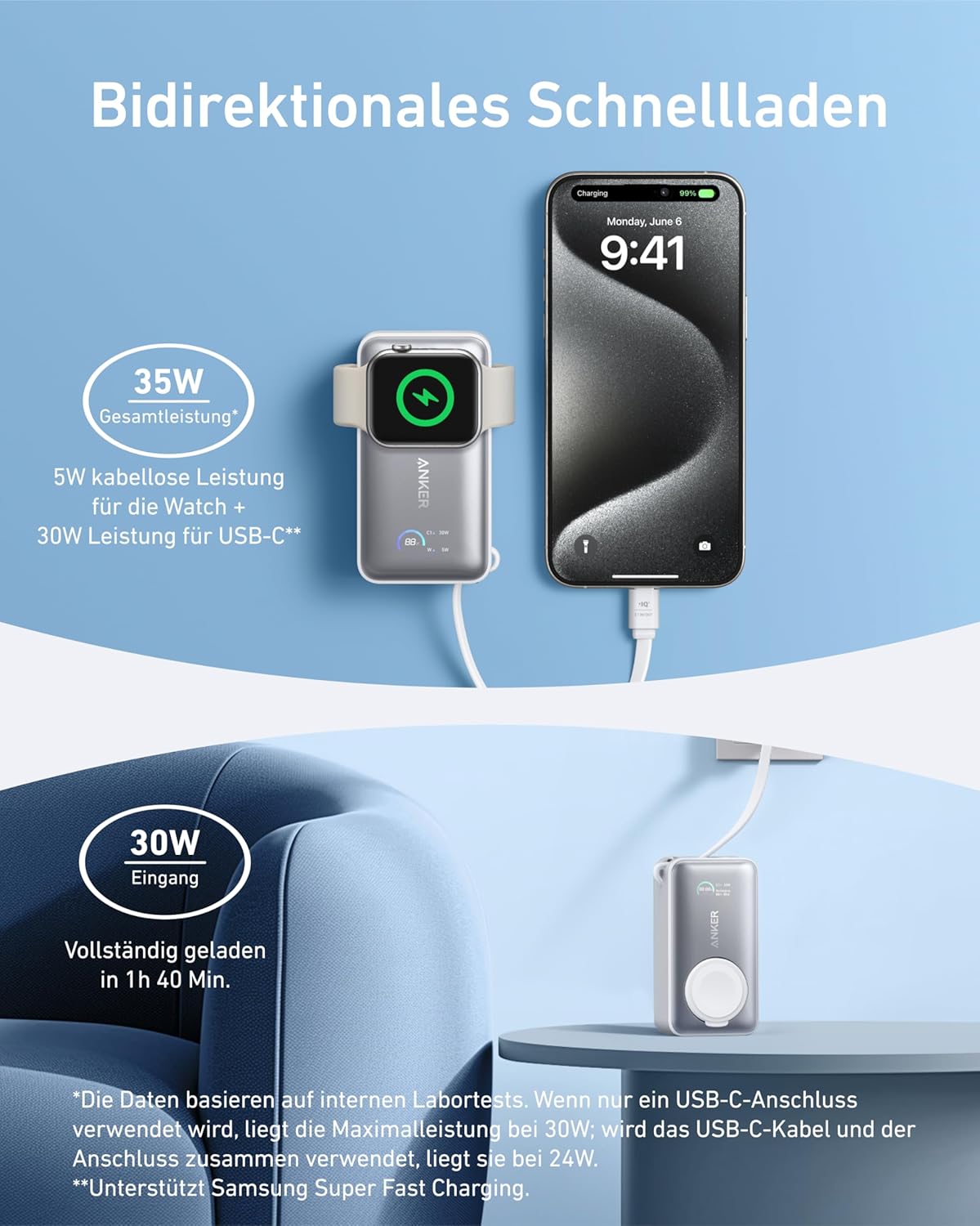 Anker MagGo Power Bank 10K, 35W, 5000 mAh