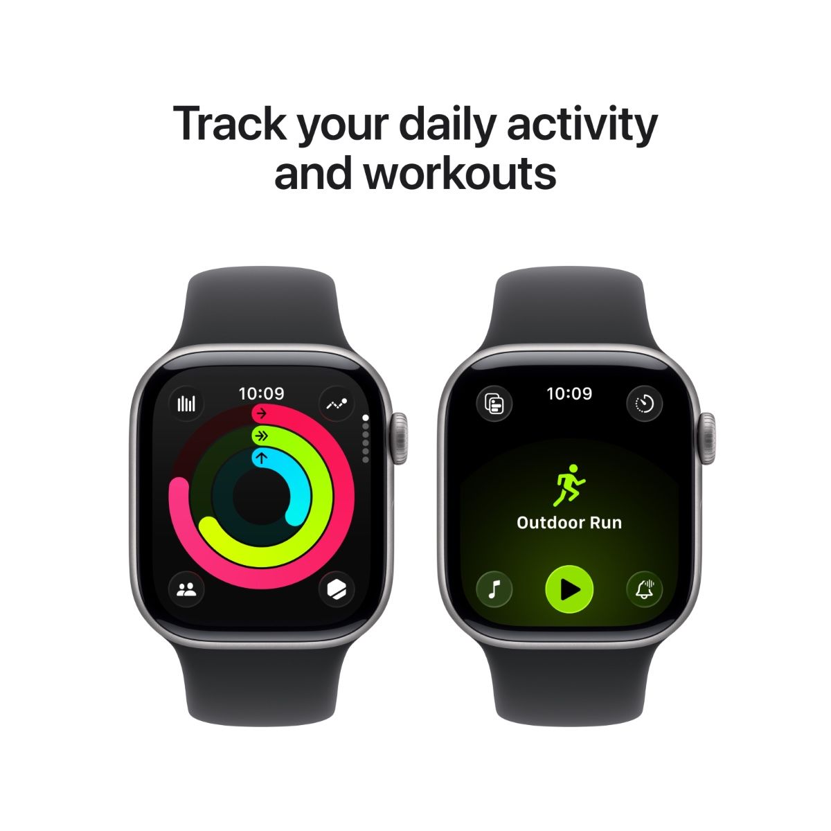 Apple Watch Series 11 42MM Space Grey Aluminium Case with Black Sport Band