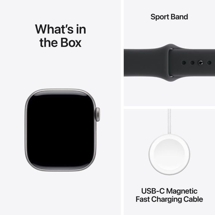 Apple Watch Series 11 42MM Space Grey Aluminium Case with Black Sport Band