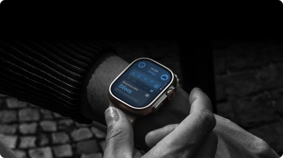 Person wearing Apple Watch Ultra 4 on wrist, Daytime Vitals slightly off