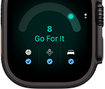 Apple Watch Ultra 4, titanium case, black colour, readiness score of 8, right side exterior, Digital Crown, raised side button