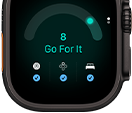 Apple Watch Ultra 4, titanium case, black colour, readiness score of 8, right side exterior, Digital Crown, raised side button